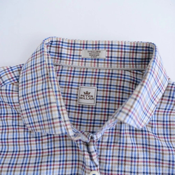 Vintage Peter Millar Multi-colour Checker 100% Cotton Button Up Shirt Size XL - Picture 14 of 14